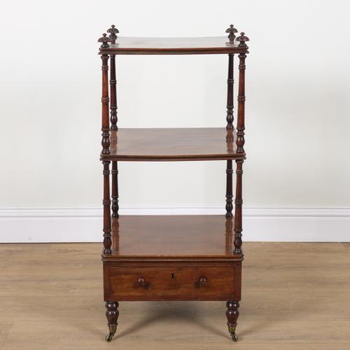 A REGENCY MAHOGANY THREE TIER WHAT-NOT