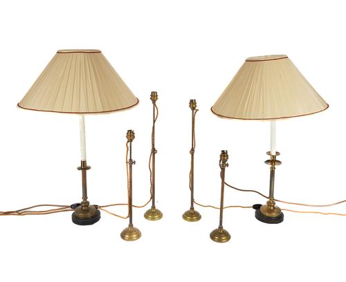 THREE PAIRS OF BRASS TABLE LAMPS (6)