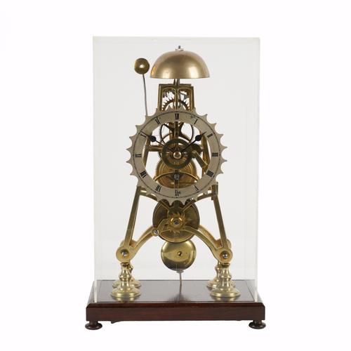 A LATE VICTORIAN BRASS SKELETON TIMEPIECE