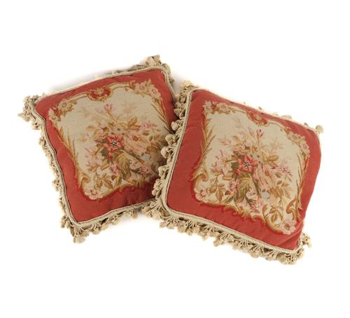 A PAIR OF NORWEGIAN TAPESTRY CUSHIONS (2)
