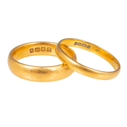 TWO 22CT GOLD WEDDING BANDS (2)