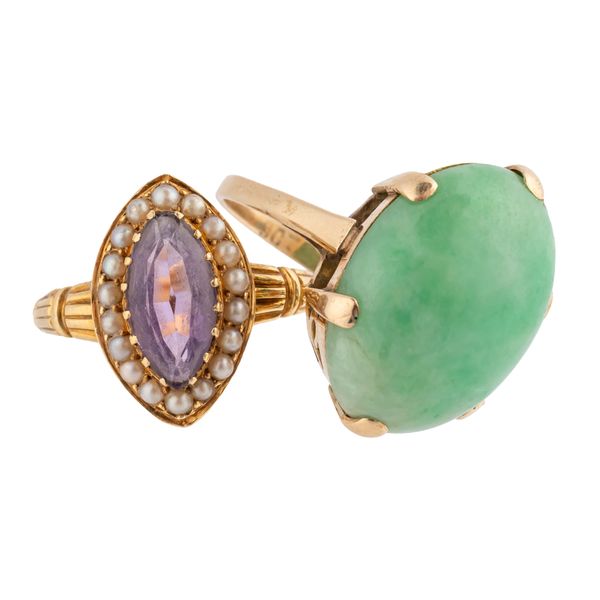 TWO GOLD AND GEM SET RINGS (2)