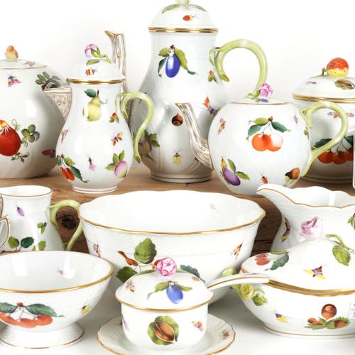 AN ASSEMBLED GROUP OF HEREND `MARKET GARDEN' PATTERN TEA, COFFEE AND BREAKFAST WARES