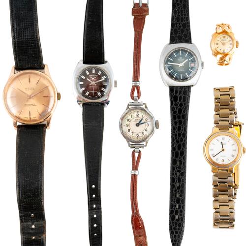 A ZODIAC GOLD CASED LADY'S WRISTWATCH AND FIVE FURTHER WRISTWATCHES (6)