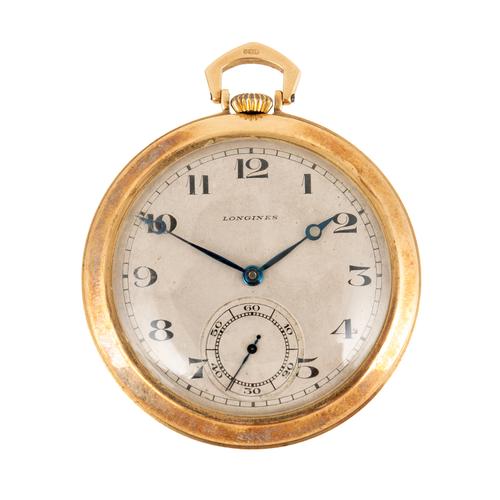 A LONGINES 9CT GOLD CASED, KEYLESS WIND OPENFACED DRESS WATCH