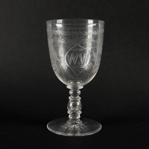 A LARGE ENGRAVED COIN GOBLET