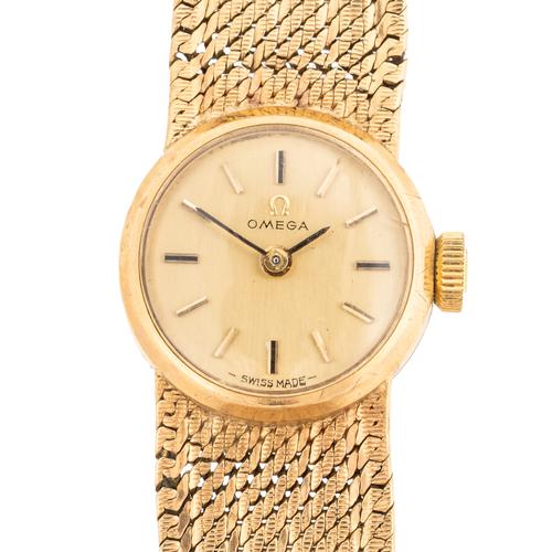 A OMEGA 9CT GOLD LADY'S BRACELET WRISTWATCH