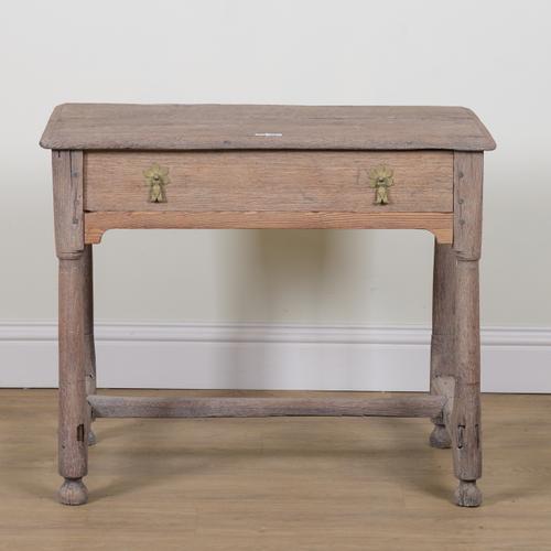 AN 18TH CENTURY AND LATER BLEACHED OAK SINGLE DRAWER SIDE TABLE