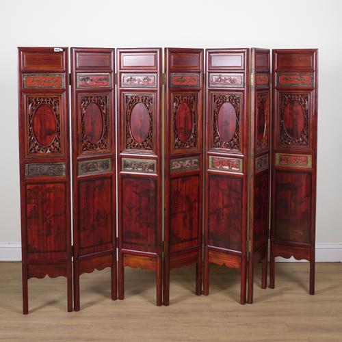 A CHINESE EXPORT SEVEN FOLD SCREEEN