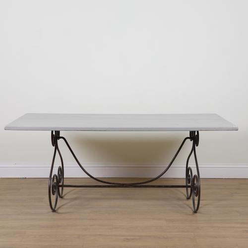 A 20TH CENTURY METAL FRAMED DINING TABLE (7)
