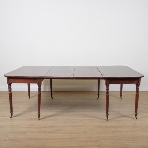A REGENCY MAHOGANY D-END EXTENDING DINING TABLE