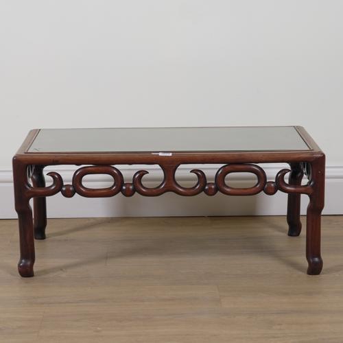 A LATE 19TH CENTURY CHINESE EXPORT HARDWOOD LOW RECTANGULAR TABLE