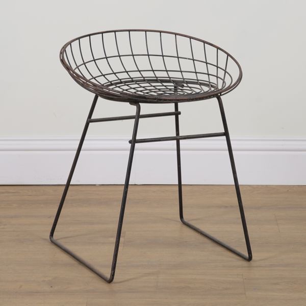 CEES BRAAKMAN AND ADRIAAN DEKKER FOR PASTOE; A BLACK KM05 WIRE STOOL