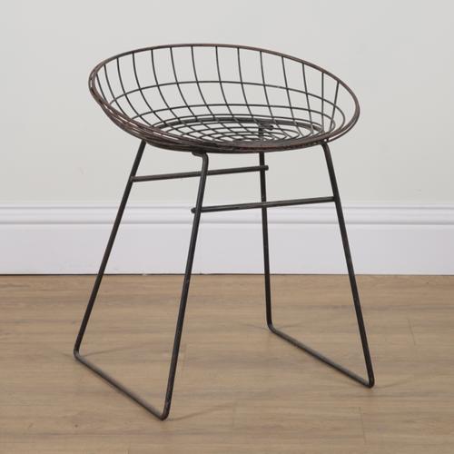 CEES BRAAKMAN AND ADRIAAN DEKKER FOR PASTOE; A BLACK KM05 WIRE STOOL