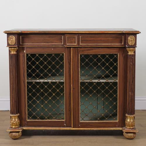 A REGENCY STYLE FAUX ROSEWOOD PAINTED CHIFFONIER