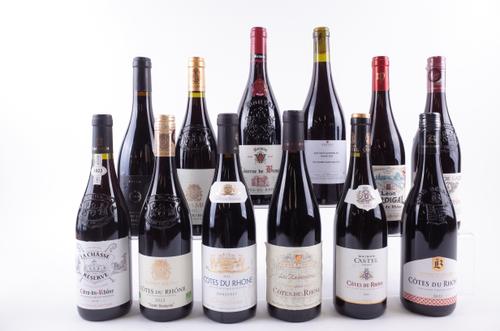 11 BOTTLES CÔTES-DU-RHÔNE  AND 1 RED BLEND