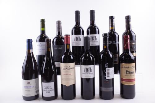 11 BOTTLES SPANISH AND 1 GREEK RED WINE