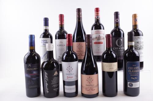 11 BOTTLES ITALIAN RED AND 1 WHITE WINE