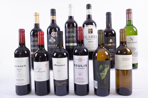 9 BOTTLES RED AND 3 WHITE WINE