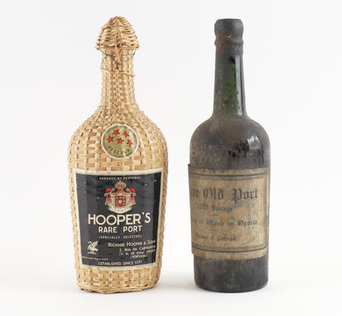 A BOTTLE OF 1878 RARE OLD PORT AND A BOTTLE OF HOOPERS RARE PORT (2)