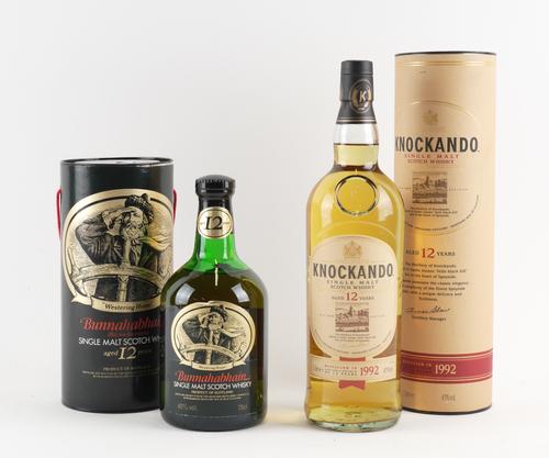 A BOTTLE OF 1992 KNOCKANDO WHISKY AND A 1980'S/90'S BUNNAHABHAIN WHISKY (2)