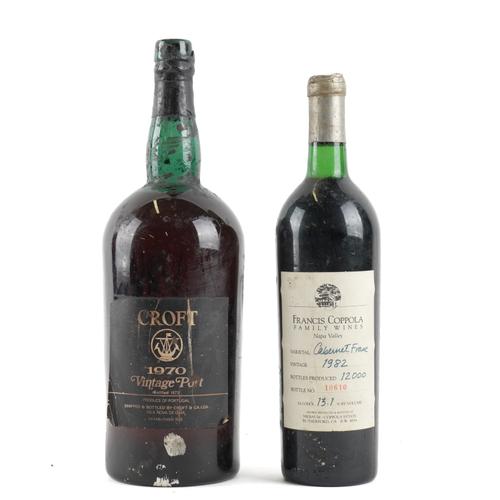 ONE BOTTLE CROFT VINTAGE PORT 1970 AND A BOTTLE FRANCIS COPPOLA CABERNET (2)