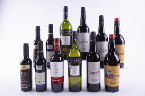 TWELVE BOTTLES SHERRY