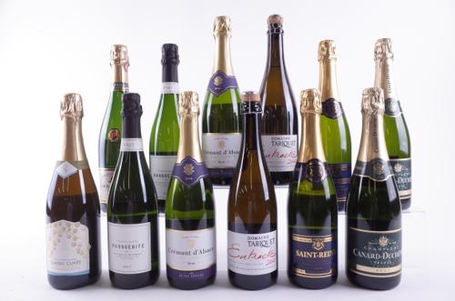TEN BOTTLES SPARKLING WHITE WINE AND TWO CHAMPAGNE