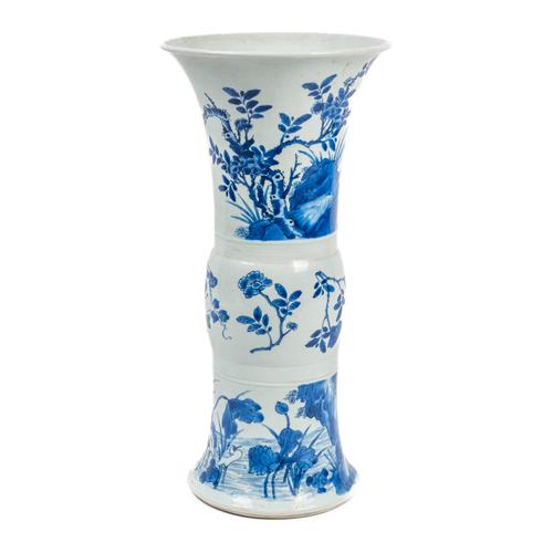 A CHINESE BLUE AND WHITE VASE, GU
