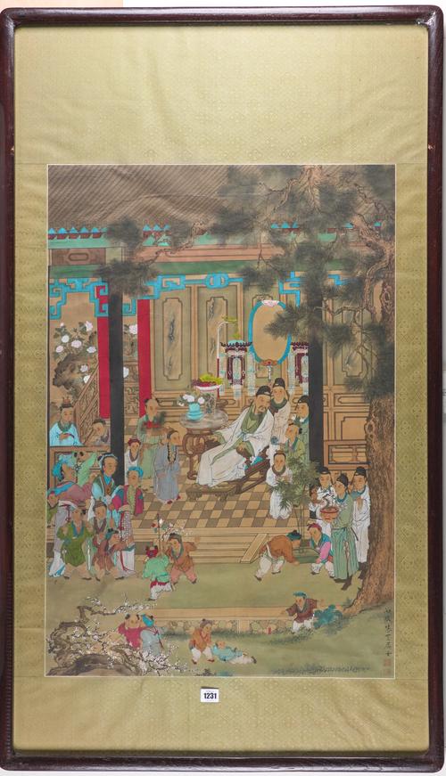 CHINESE SCHOOL. A LARGE FIGURATIVE PAINTING