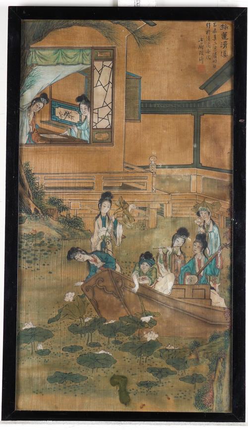 A PAIR OF CHINESE RECTANGULAR FIGURATIVE PANELS (2)
