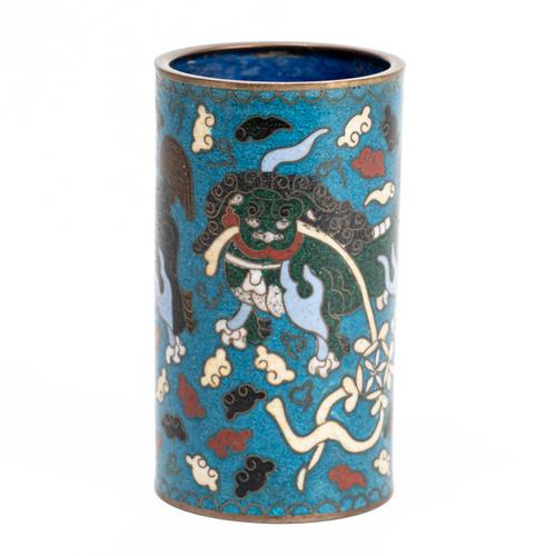 A CHINESE CLOISONNE SMALL VASE OR BRUSH POT
