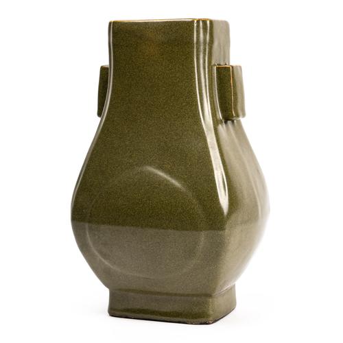 A CHINESE TEADUST- GLAZED HU VASE