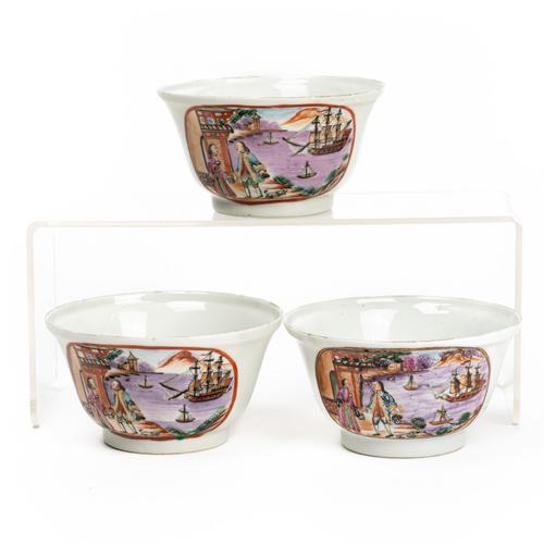 THREE RARE CHINESE EXPORT FAMILLE-ROSE BOWLS (3)
