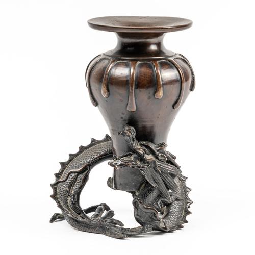 A JAPANESE BRONZE DRAGON VASE