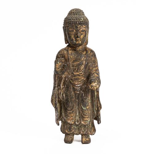 A CHINESE GILT- BRONZE FIGURE OF BUDDHA