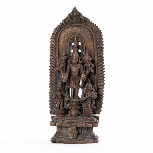 A PALA- STYLE SMALL BRONZE FIGURE OF VISHNU