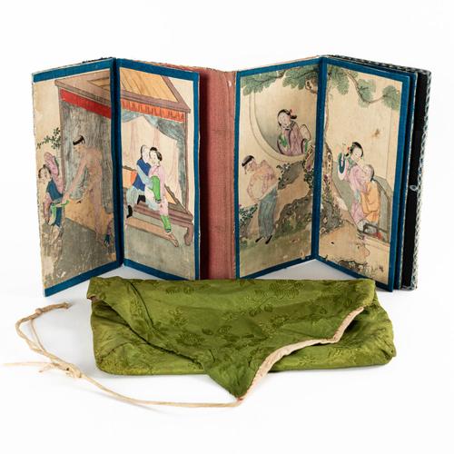 A CHINESE CONCERTINA WALLET OF `EROTIC' SCENES (2)