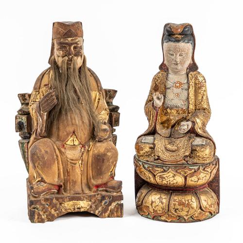 TWO CHINESE GILTWOOD FIGURES (2)
