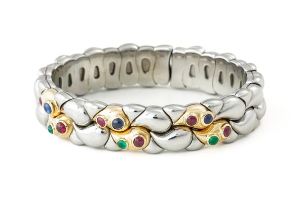 A CHOPARD BI COLOUR CASMIR GEM SET BRACELET