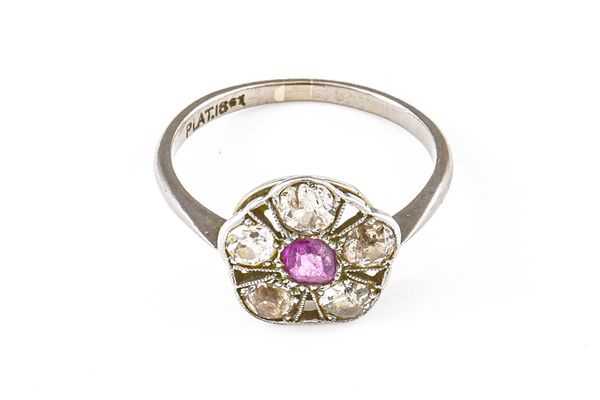 A PINK TOPAZ AND DIAMOND RING