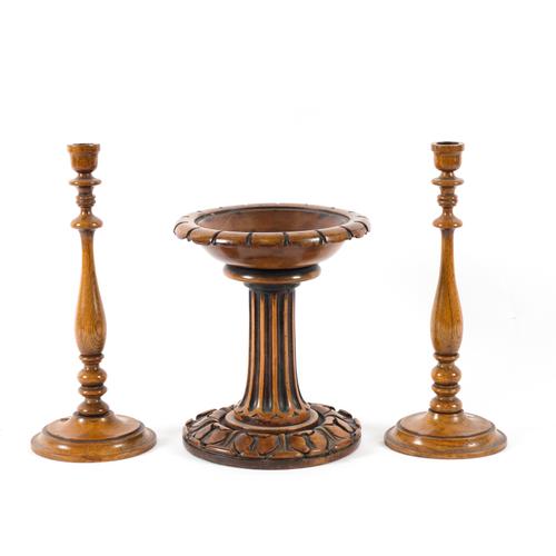 A GEORGE IV TURNED AND CARVED FRUITWOOD TAZZA (3)