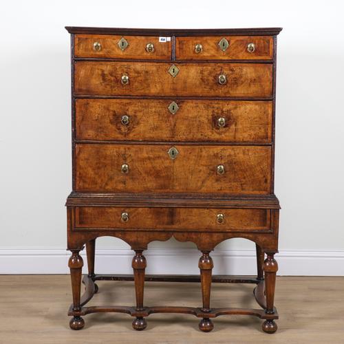 A QUEEN ANNE WALNUT CHEST ON STAND