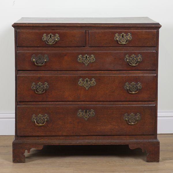 AN 18TH CENTURY OAK CHEST OF DRAWERS