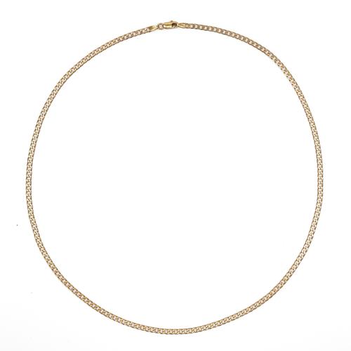 A 9CT GOLD FACETED CURB LINK CHAIN
