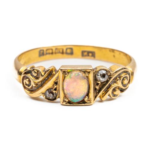 AN 18CT OPAL AND DIAMOND RING