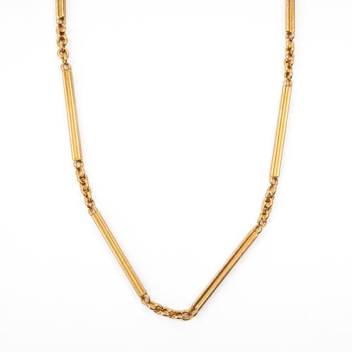 A FRENCH GOLD BAR LINK DRESS ALBERT CHAIN