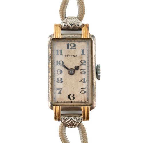 AN ETERNA WHITE GOLD LADY'S RECTANGULAR CASED WRISTWATCH