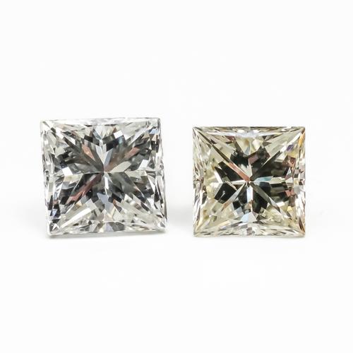 TWO LOOSE PRINCESS CUT DIAMONDS (2)