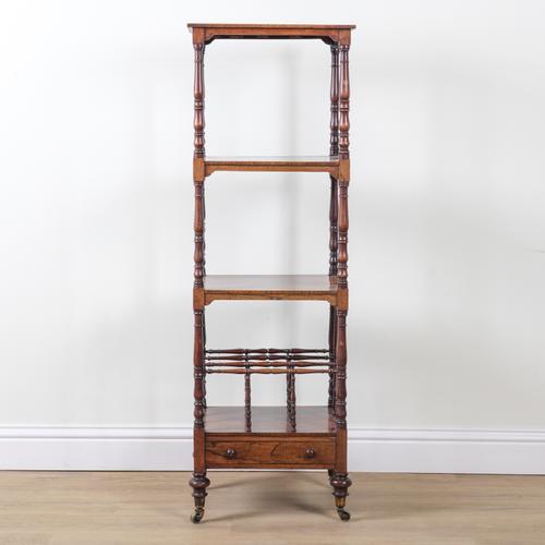 A REGENCY ROSEWOOD FOUR TIER WHATNOT